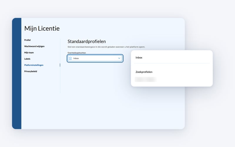 Platforminstellingen: keuzelijst standaardprofiel voor Overheidsopdrachten